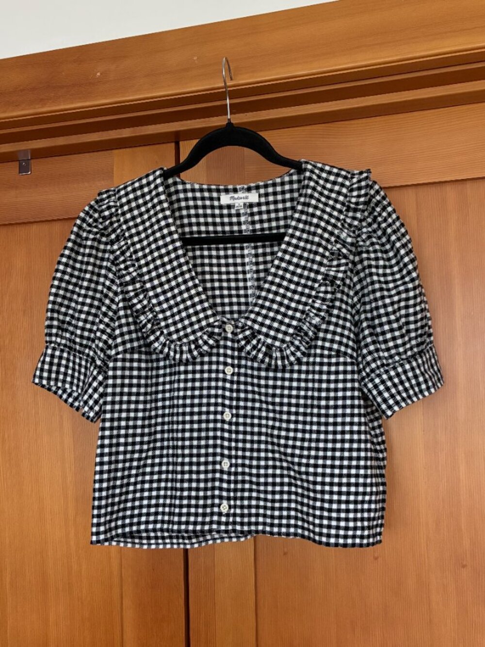 Madewell gingham top with oversize collar
